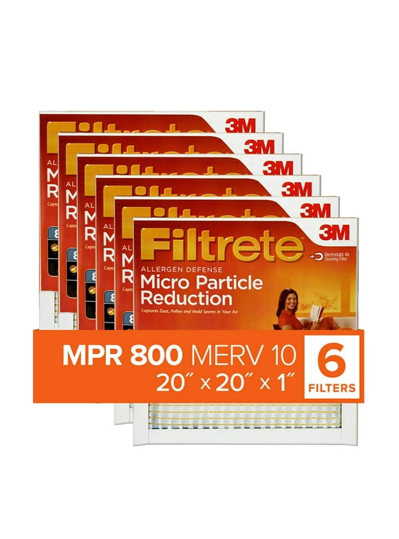 Filtrete 20x20x1 Air Filter, MPR 800 MERV 10, Micro Particle Reduction, 6 Filters