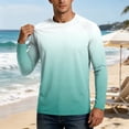 thumbnail image 4 of Men's UPF 50+ Sun Protection Long Sleeve Shirt, Gradient Quick-Dry Elastic Outdoor Rash Guard Light Green L, 4 of 6