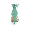 thumbnail image 2 of BLISSFUL STEP Chaussures pour Femmes Sandales à Talon Aiguille Haut à Bride Cheville à Nouer Bout Ouvert en Faux Suède Vert Turquoise 8, 2 of 7