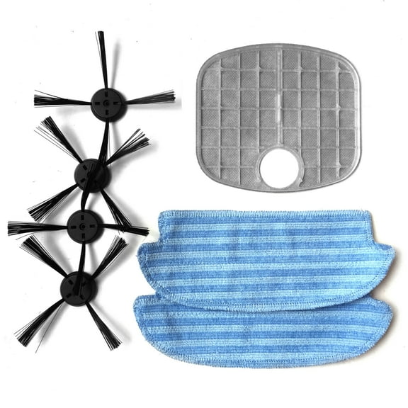 Pyle Home Replacement Parts-Extra Brushes, Dust Filter and Microfiber Mop PUCRC50 Pure Clean Smart Robot Vacuum Cleaner PRTPUCRC5010, Black