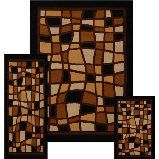 Home Dynamix Multi Color Modern Abstract 3 Pc Set Area Rug 5 X 7 Runner 2 Accent Mat