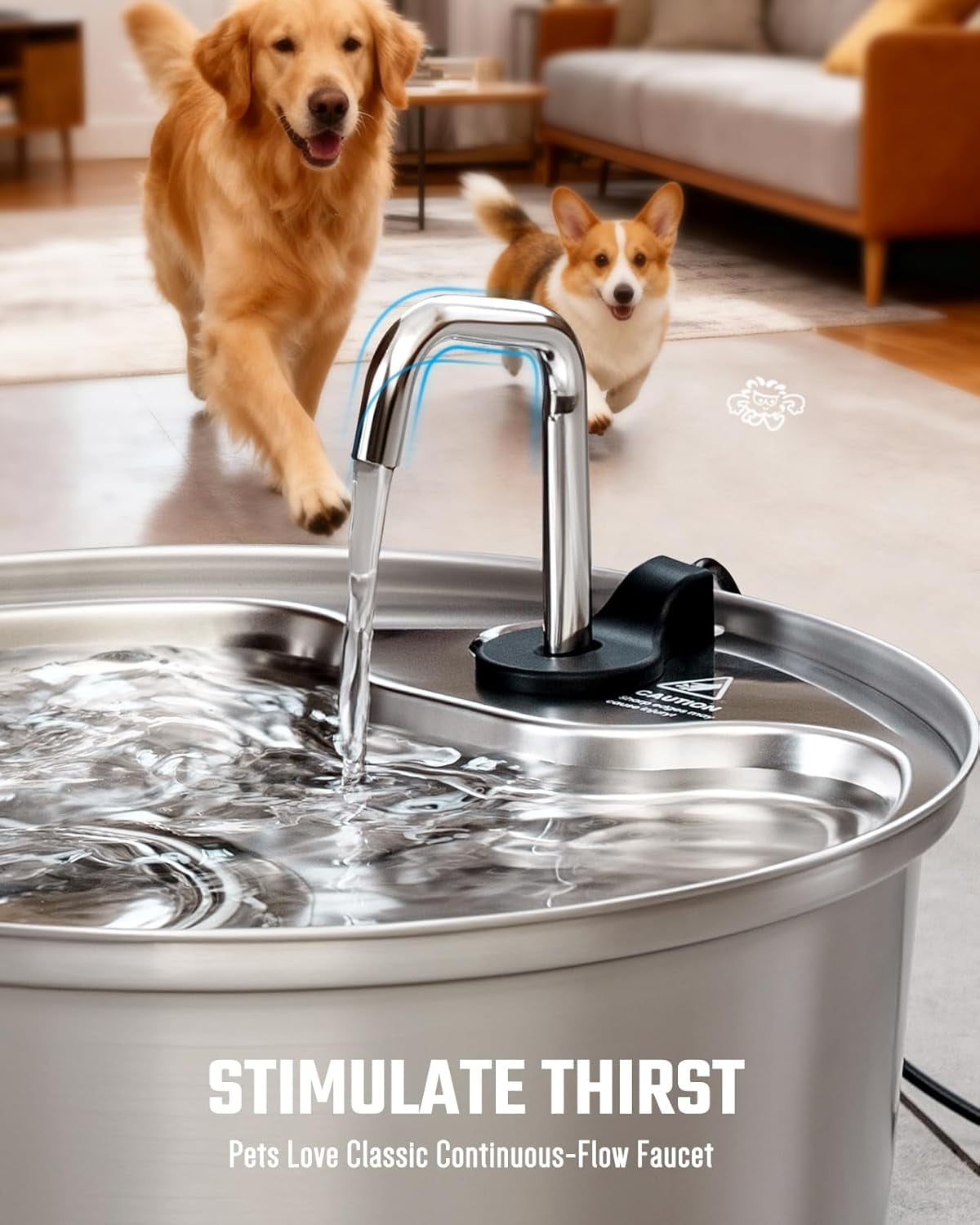 Large Stainless Steel Pet Water Fountain, 7L Capacity with Multi-Filtration System, Quiet LED Water Window for Cats and Dogs