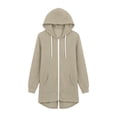 thumbnail image 4 of Cilsoka Long Hoodie Jackets for Women Zip up Oversized Sweatshirt Lightweight Casual Back Split Hem Jacket Fashion Fall Coats with Pockets, 4 of 6