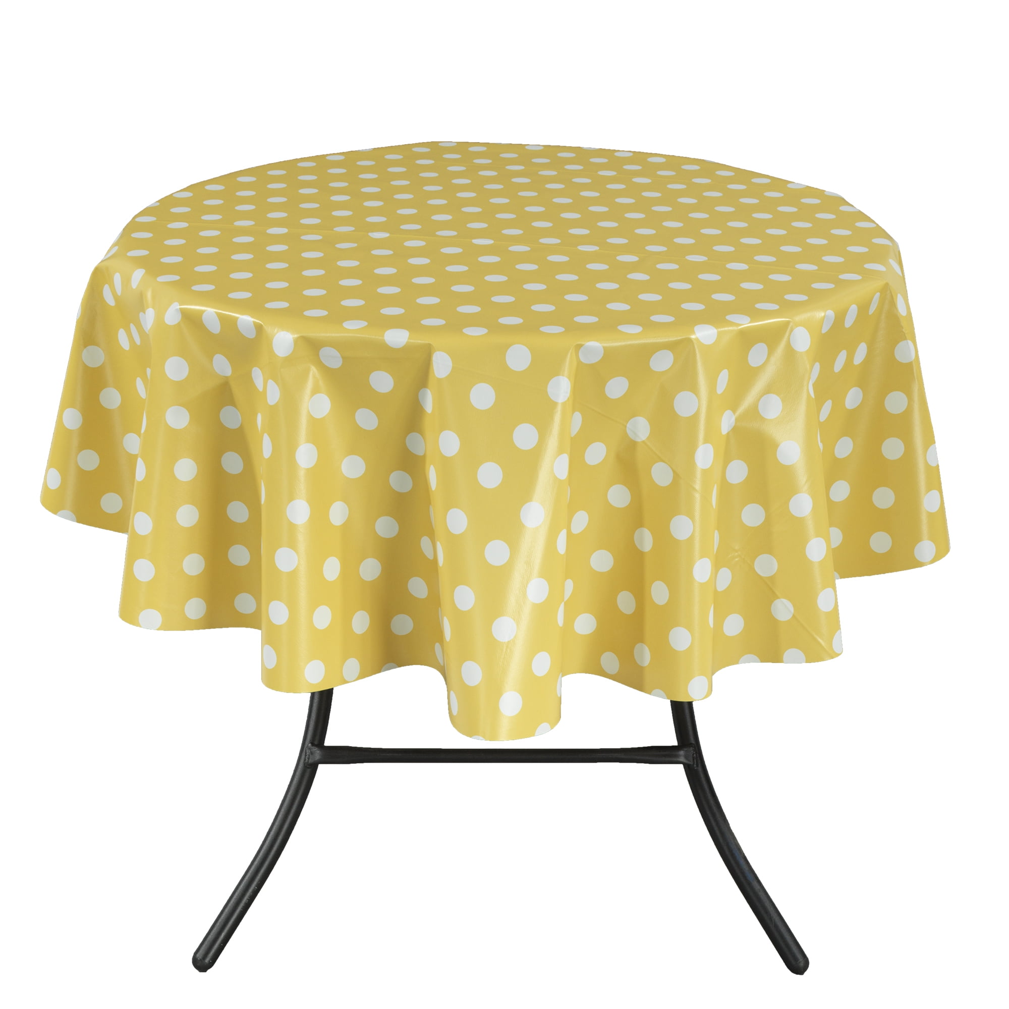 Berrnour Home Vinyl Tablecloth Polka Dot Design Indoor/Outdoor
