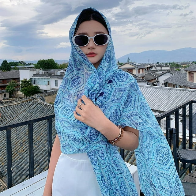Nvzi Bufandas tipo chal con botones y voile de jacquard