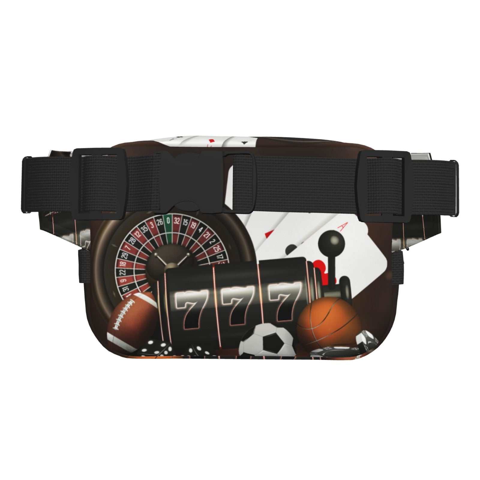 Picia Casino And Sports Print Square Double-Layer Waist Bag Mini Adjustable Waist Belt Bag Exercise Running Travel Hiking