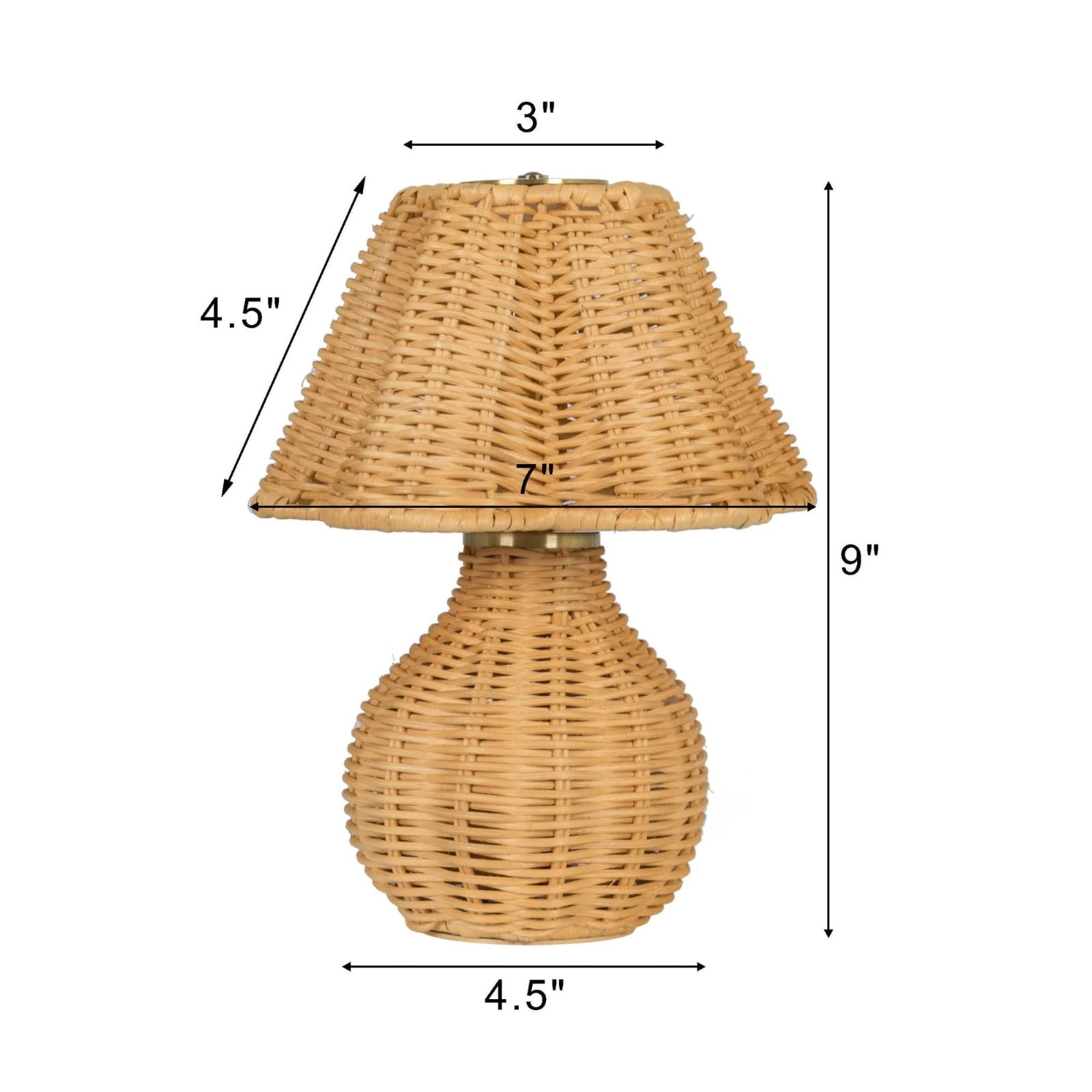 Orangide Bamboo Table Lamp Handmade Boho Rattan Bedside Lamp, 9 In Vintage Wicker Wooden Nightstand Lamp for Bedroom Living Room Desk Entrance