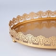 thumbnail image 4 of BalsaCircle 12" Gold Acrylic Wooden Textured Round Serving Tray Embossed Rim, 4 of 8