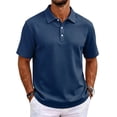 thumbnail image 2 of Men's Polo Shirt Button Placket Lightweight Polo Business Slim Fit Short Sleeve Shirts for Office Work, 2 of 6