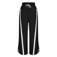 thumbnail image 3 of Women's Striped Wide Leg Pants with Pockets, Oversized Barrel Cut Lightweight Cotton Casual Trousers, Elastic Waist Comfy Lounge Pajama Pant for Outdoor, Travel and Daily Wear Black M, 3 of 9