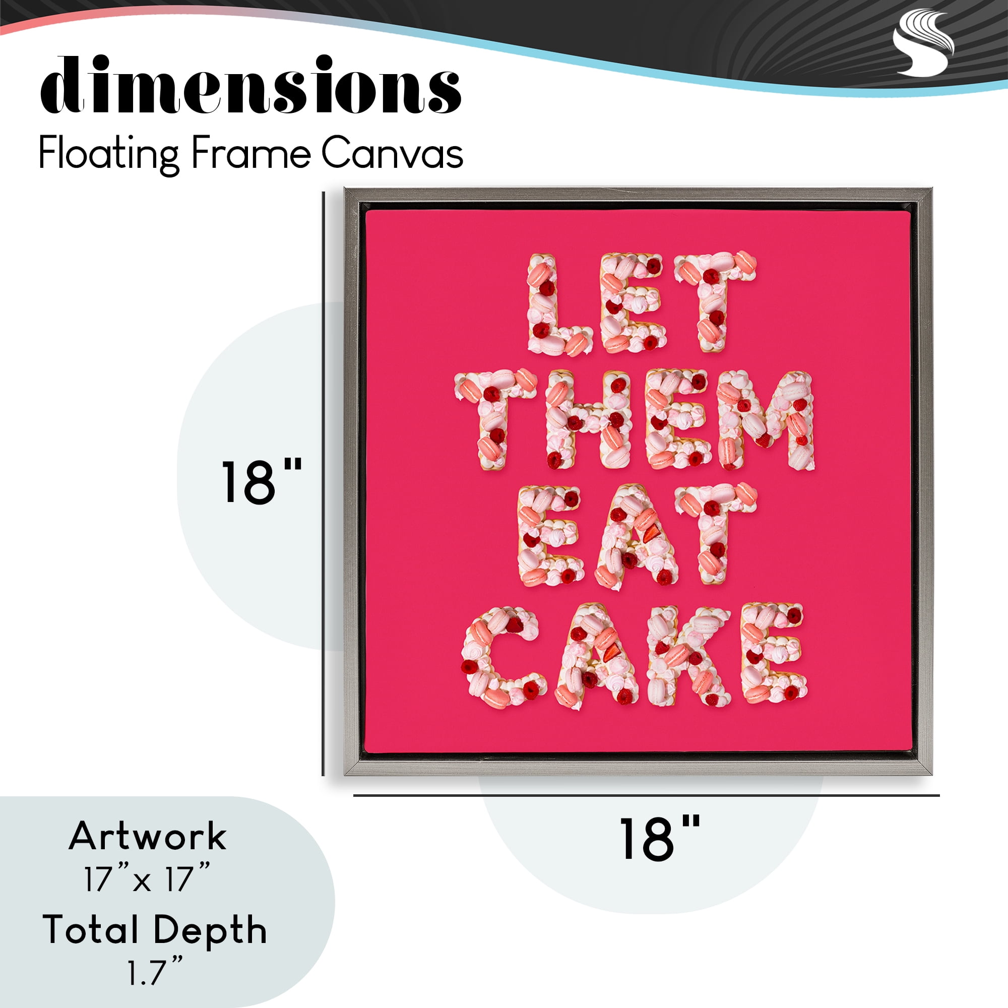 Let Them Eat Cake Gray Framed Floater Canvas Wall Art, design by LISH Creative