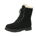 thumbnail image 4 of Black Ladies' Winter Lace-Up Shoes With Fleece Lining And Grippy Sole For Cozy Warmth, 4 of 9