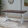 thumbnail image 3 of Mayo Rustic Farmhouse Acacia Wood Dining Table, Dark Brown and White, 3 of 10