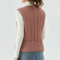 thumbnail image 4 of Women's Double-sided Cotton Padded Sleeveless Vest Jacket, Stand Collar, Brown, Size XXL, 4 of 5