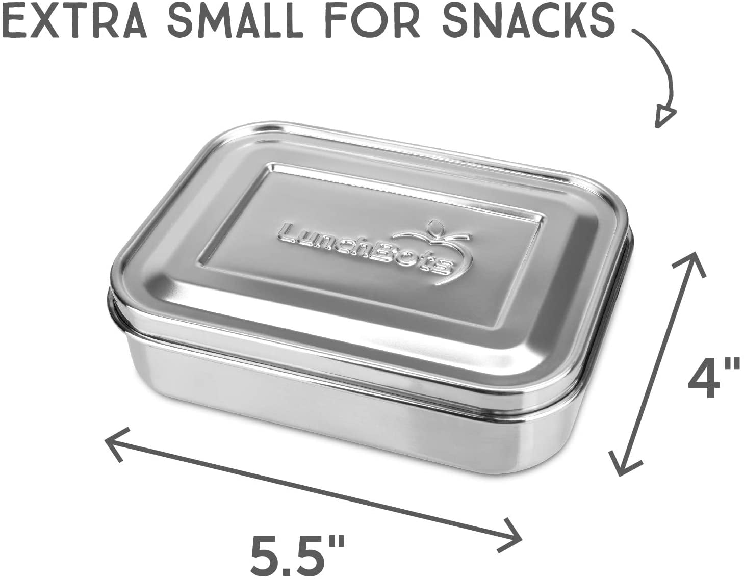 LunchBots Quad Stainless Steel 4 Compartment Bento Box Stainless