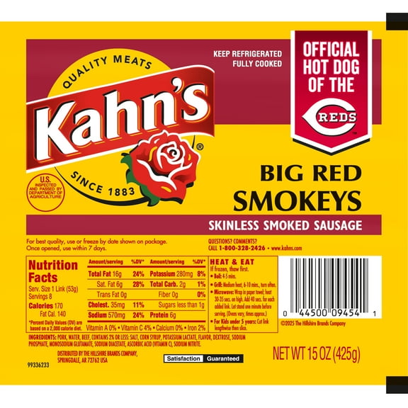 Kahn's Big Red Smokeys Smoked Sausages, 15 oz, 8 Count