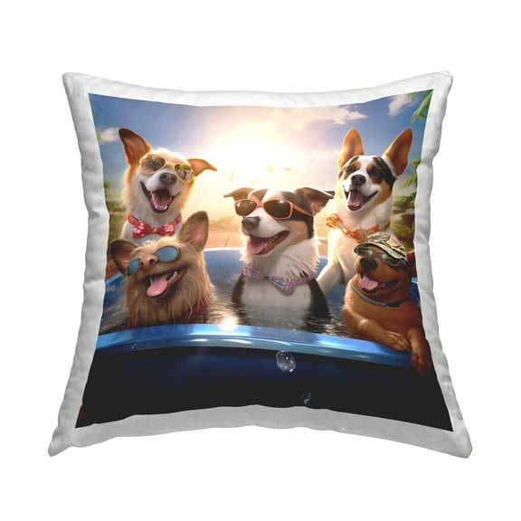Stupell Industries Fun Dogs in Pool Decorative Printed Throw Pillow Design by Jim Baldwin