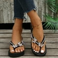 thumbnail image 2 of Clearance VerPetridure Women's Sandals Summer Casual Rhinestone Slope Heel Open Toe Bow-Knot Sandals Clip-Toe Shoes Comfy Sandals Casual Comfortable Beach Sandals Flip Flop Shoes, 2 of 9