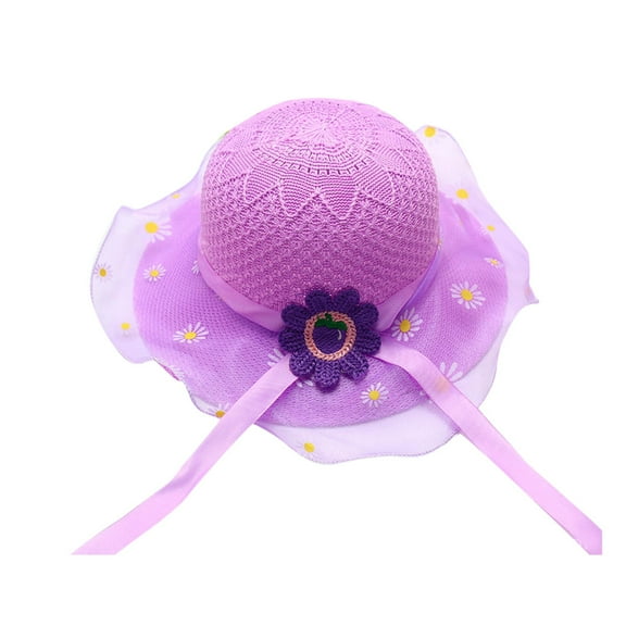 Posijego Little Girls Sun Protection Hat Toddler Girls Straw Hat Wide Brim Beach Vacation Breathable Sun Hat