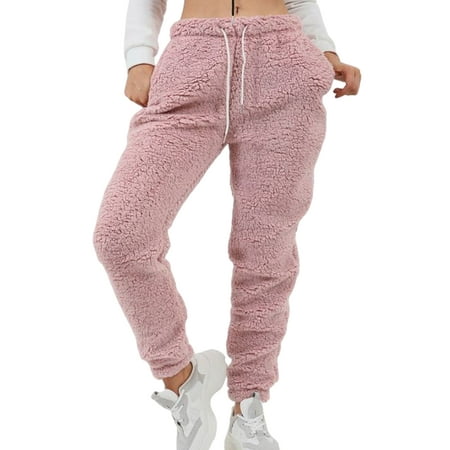 

Colisha Womens Plush Workout Jogger Pant Comfy Fuzzy Fleece Sleep Pajamas Pj Bottoms Plus Size Fluffy Sleepwear Loungewear Pocket