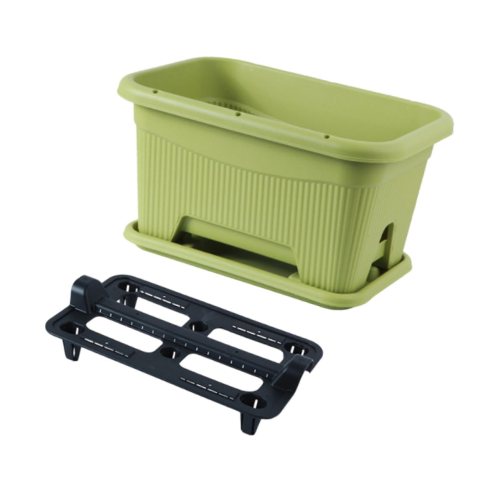 MAGIDEAL Flower Window Box with Tray Patio Planting Tool for Balcony Home Décor Porch Green
