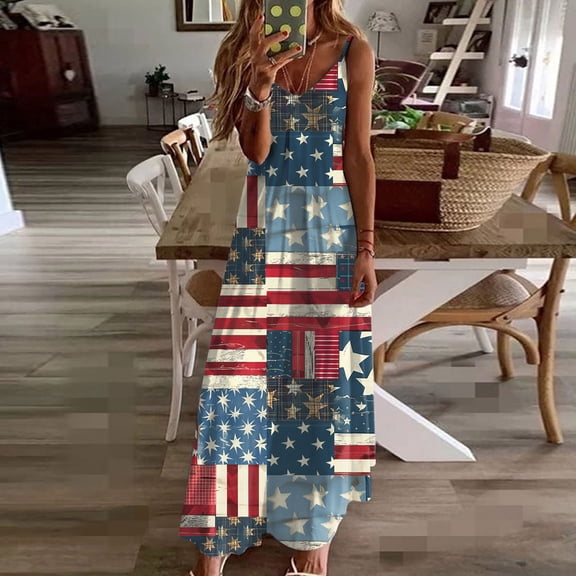 Taylonsss Summer Dresses For Women Print Sleeveless Round Neck Dress Casual Dresses