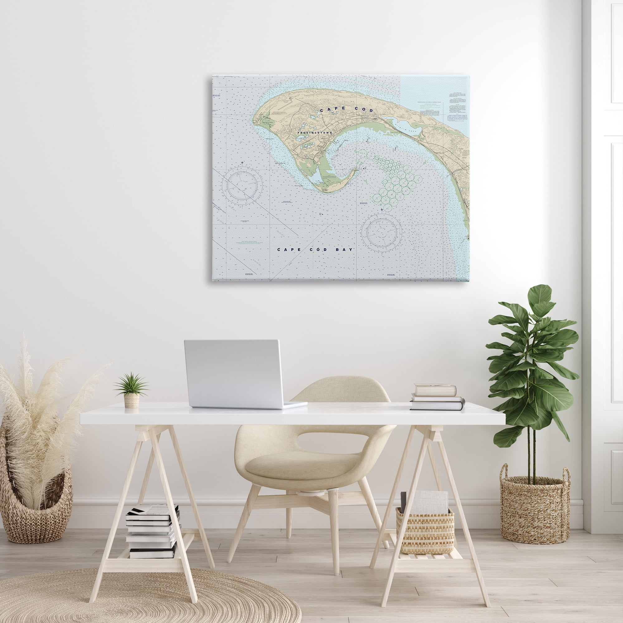 Stupell Industries Cape Cod Massachusetts Cartography Traditional Nautical Map, 36 x 48, Designed by Daphne Polselli
