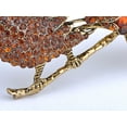 thumbnail image 4 of Exotic Bronze Gunmetal Tone Smoked Topaz Neon Colorful Crystal Rhinestone Peacock Bird Tail Brooch Pin, 4 of 5