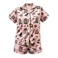 thumbnail image 4 of 2 Piece Halloween Short Pajama Set for Women Short Sleeve Shirt Fall Winter Casual Soft Sleepwear Purple L, 4 of 4