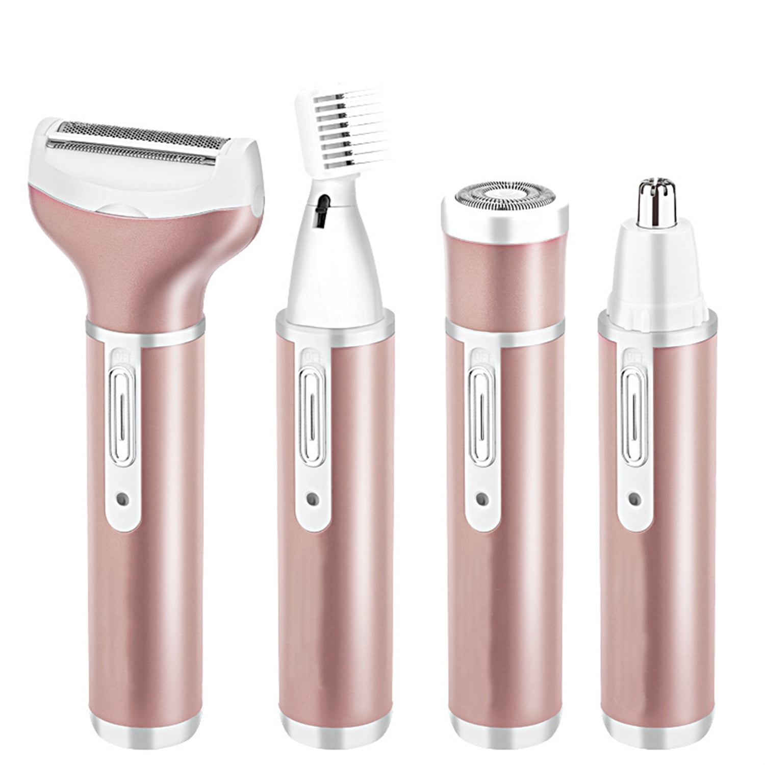 Cordless Electric Lady Shaver,4 in 1 Woman Facial Epilators, Rechargeable Epilator Lady Hair Painless Shaver,Hair Removerfor Face & Body Hair Removal,Eyebrow Trimmer,Armpit, Bikini and Leg(Rose Gold)