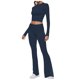 thumbnail image 1 of Conjuntos de dos piezas para mujer: pantalones acampanados con vuelta, top corto de manga larga, conjuntos informales, 1 of 7