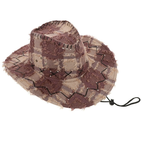 OFFIGAM Brown Cowboy Hat For Women Wide Brim Polyester 1Pack For Outdoor Activities In Summer
