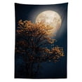 thumbnail image 3 of Ambesonne Moon Tablecloth Rectangular Table Cover, Retro Yellow Flowers Tree, 52"x70", Dark Blue Orange, 3 of 4