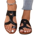 thumbnail image 2 of Strappy Sandals for Women, Womens Strappy Sandals, Sandals Woman, Sandals With Back Strap, Women's Cross Strappy Leather Flats Sandal Cute Dressy Toe Ring Open Toe Slip On Slide Sandals, Black 5.5, 2 of 8