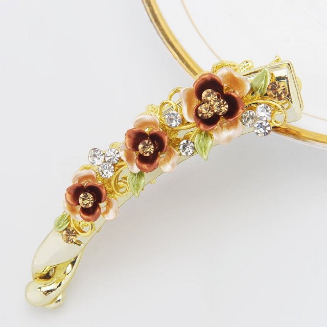 Pinza para el cabello de diseño moderno para mujer, pinza para el cabello de aleación de mariposa con diamantes de imitación de verano para mujer, pinza para el cabello con doble mariposa