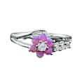 thumbnail image 5 of enjoywould Women Ring Round Cut Shiny Rhinestone Inlaid Geometric Electroplating Decoration Gift Ladies Faux Opal Flower Design Party Ring Jewelry for Dating, 5 of 5