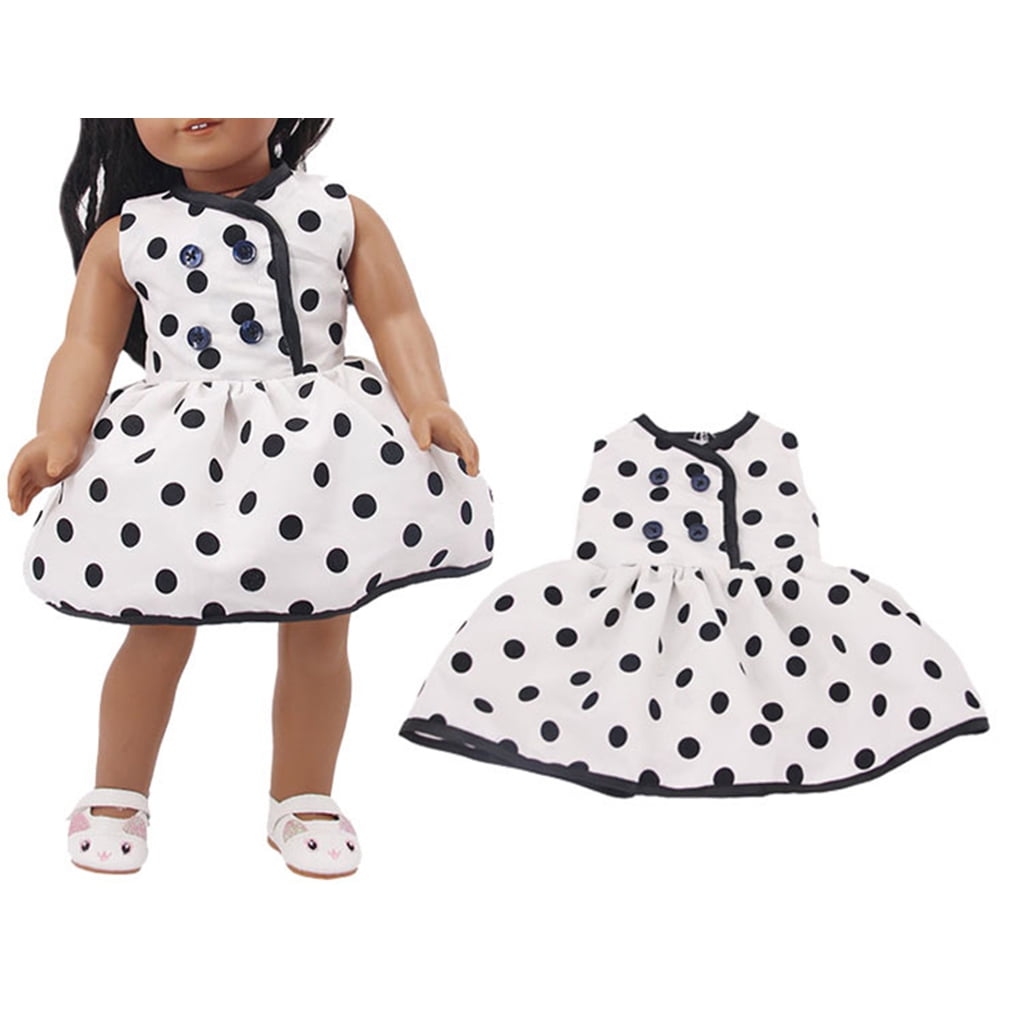 18 Inch Girl Doll Clothes Polka Dot Party Dress Sleeveless Dress