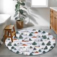 thumbnail image 3 of Round Rugs 4Ft, Farmhouse Christmas Round Area Rug Washable Indoor Throw Carpet, Green Xmas Tree Snowflake Soft Non Slip Circle Rug for Kitchen Nursery Room Home Decor Aesthetic, 3 of 8