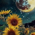 thumbnail image 5 of Creowell Sunflowers Full Moon Space Art Pretty Shower Curtain Bathroom Decor 100% Polyester Chic Modern Shower Curtain with Hooks 69x72, 5 of 7