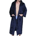 thumbnail image 4 of Smilepp Men Nightgown Winter Hooded Robe Pocket Long Sleeve SPA Bathrobe, Blue, L, 4 of 9