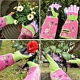 thumbnail image 4 of Women Long Sleeve Leather Gardening Work Gloves Perfect For Cactus, Blackberries, Roses, Bushes, Prickly Shrubs And Other Barbed Plants in the Garden or Patio, 4 of 11
