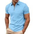 thumbnail image 3 of Gyexs Mens Cotton Polo Shirt Outdoor Shirt Lightweight Golf Shirts Casual Collared Summer Textured Knit Shirts Summer Clothes Sky Blue, Size M, 3 of 4