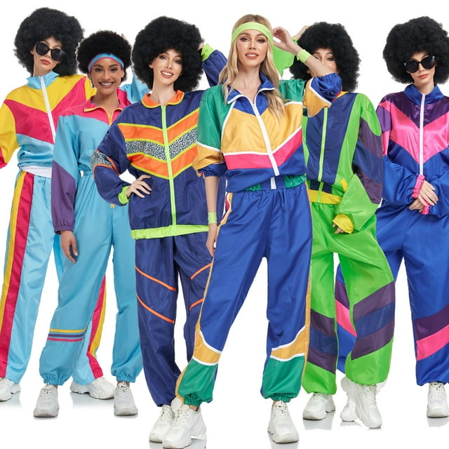 Traje de pareja de Halloween, actuación de baile hippie disco retro para adultos
