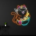 thumbnail image 3 of Handmadetneonsign Cat Eats Ramen Neon Sign, Eating Cat Ramen Noodle Led Sign, Cat Japanese Noodle, 3 of 5
