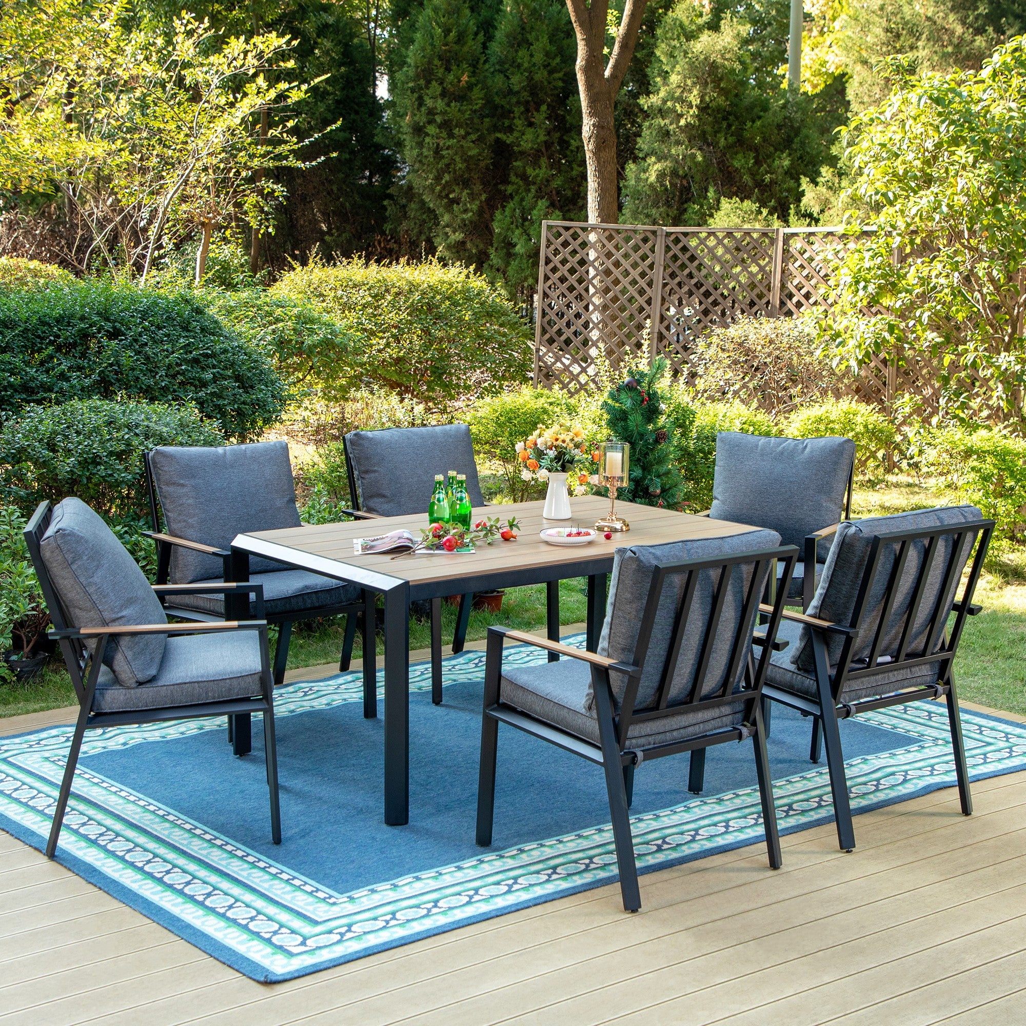 Sophia & William 7 Pieces Metal Patio Dining Set with Dark Grey