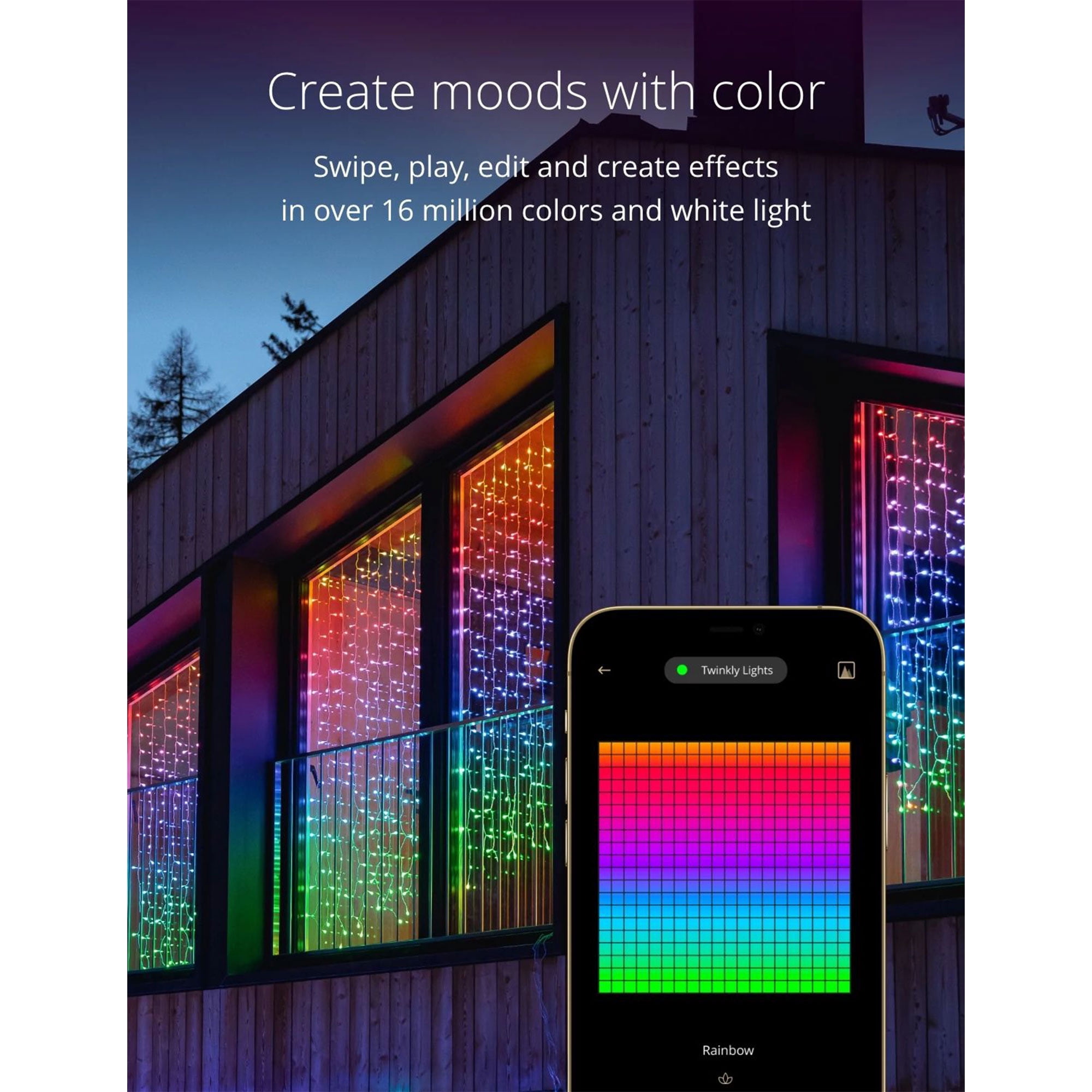 Twinkly Curtain 210 LED RGB Blanc, Guirlande LED Extérieure et Twinkly Curtain 210 LED RGB Blanc, Guirlande LED Extérieure et