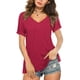 thumbnail image 1 of Dnzceghtig Camisetas básicas de verano de manga corta con cuello en V para mujer, 1 of 4