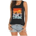 thumbnail image 3 of haizhen Racerback Tank Tops for Women Loose Fit Evening Sun Palm Tree Printed Sleeveless Athletic Running Vest Casual Summer Workout Clothes Black, L, 3 of 5