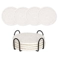 thumbnail image 1 of 4Pcs Coaster With Metal Holder, Solid Woven Coaster, Drink Coasters With Holder, Cotton Woven Absorbent Coasters for Drinks, Minimalist Home Decor Coaster Set for Wooden Tabletop Protection Table, G, 1 of 6