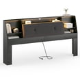 thumbnail image 5 of Someet 2 in 1 King Size Removable Upholstered Bookcase Headboard with 2 USB & 2 Type-C Port & Power Outlets & LED Light, Black, 5 of 13